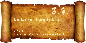 Bartalus Henrietta névjegykártya